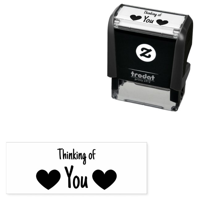 Tampon Auto-encreur Thinking of You with Cute Hearts (En situation)
