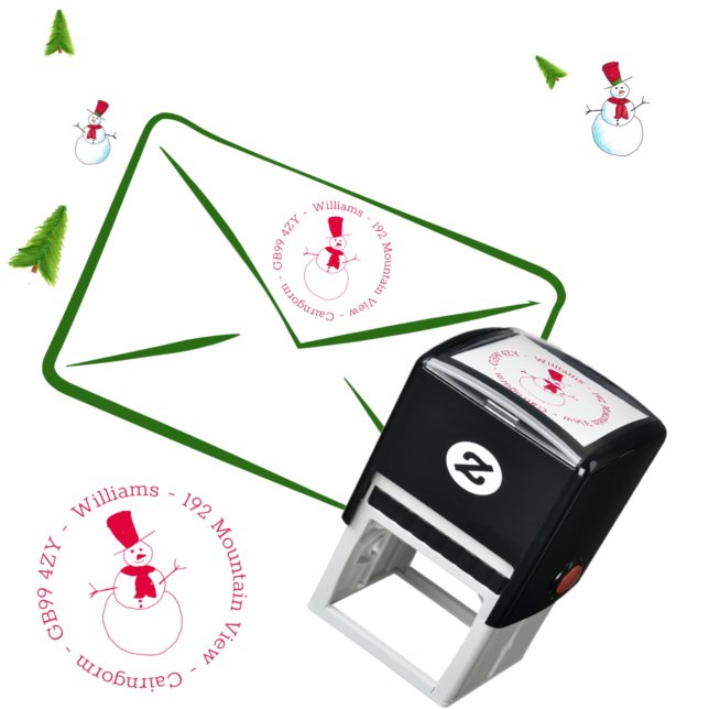 Tampon Auto-encreur Timbre auto-encastré de l'adresse de Noël de Snowm (Créateur téléchargé)