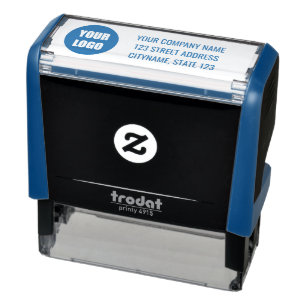 Tampon Auto-encreur Timbre auto-encreur bleu avec nom adresse logo de