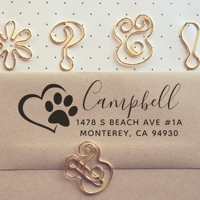 Tampon Auto-encreur Timbre D'Adresse De Chien Personnalisé Avec Coeur  (Créateur téléchargé)