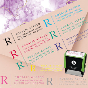 Tampon Auto-encreur Timbre d'adresse de retour automatique monogramme 