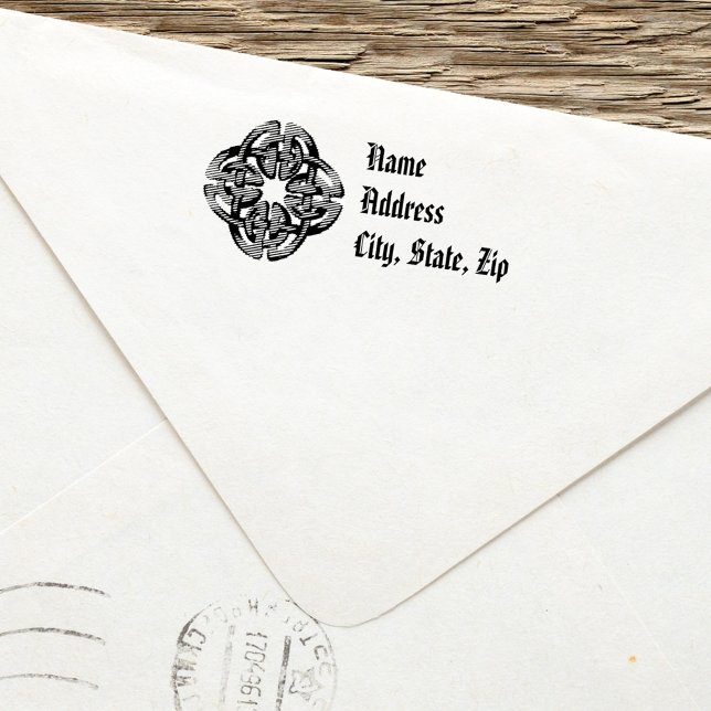Tampon Auto-encreur Timbre d'adresse de retour Celtique Simple Rustiqu (Celtic Cross Return Address Custom Stamp.)