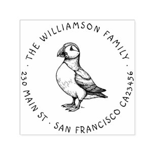 Tampon Auto-encreur Timbre d'adresse de retour de la famille Puffin