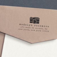 Timbre d'adresse de retour de l'appareil photo vin