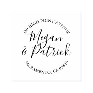 Tampon Auto-encreur Timbre d'adresse de retour du script mariage