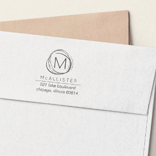 Tampon Auto-encreur Timbre d'adresse de retour Monogramme Abstrait mod
