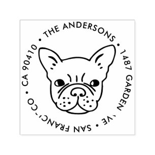 Tampon Auto-encreur Timbre d'adresse, timbre d'adresse de bulldog fran