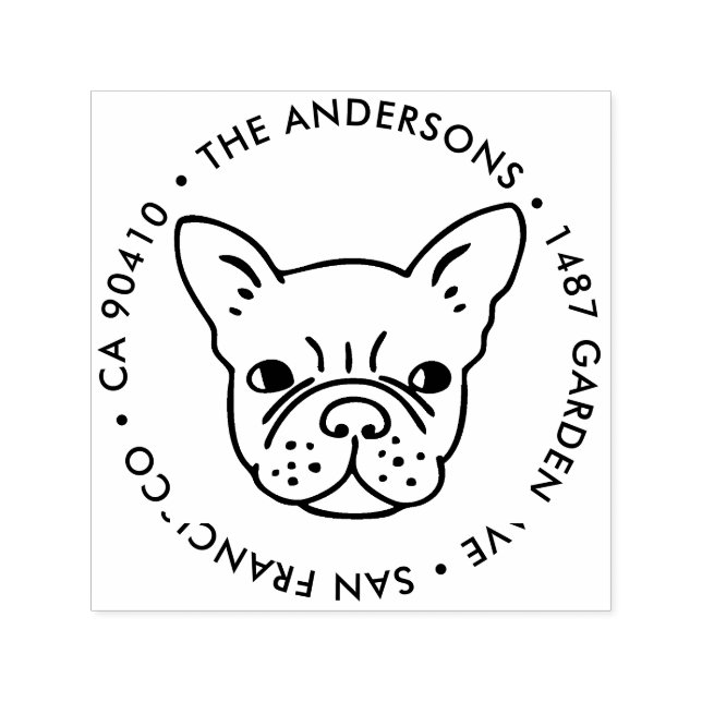 Tampon Auto-encreur Timbre d'adresse, timbre d'adresse de bulldog fran (Design)