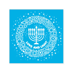 Tampon Auto-encreur Timbre d'amour et de menorah léger