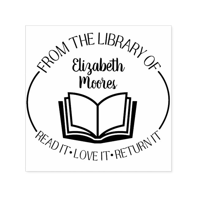 Tampon Auto-encreur Timbre de bibliothèque avec nom (Design)