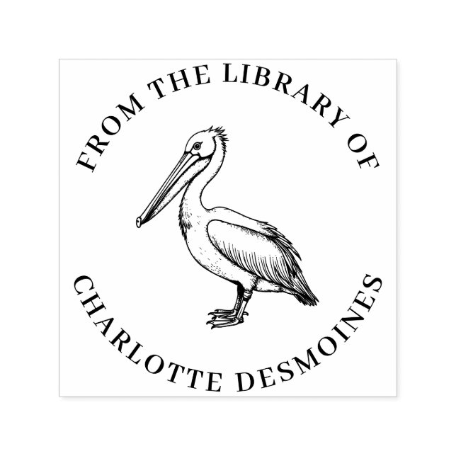 Tampon Auto-encreur Timbre de livre Pelican personnalisé Ex Librairie (Design)