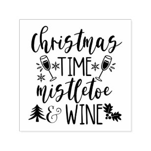 Tampon Auto-encreur Timbre de Noël Mistletoe & Vin auto-encastré