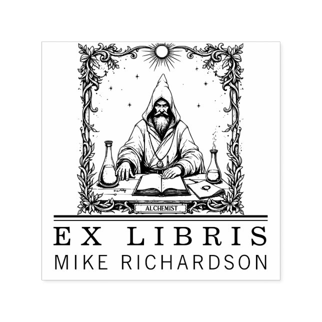 Tampon Auto-encreur Timbre de plaque médiévale alchimiste (Design)