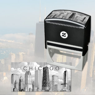 Tampon Auto-encreur Timbre en caoutchouc auto-encre de Chicago Skyline