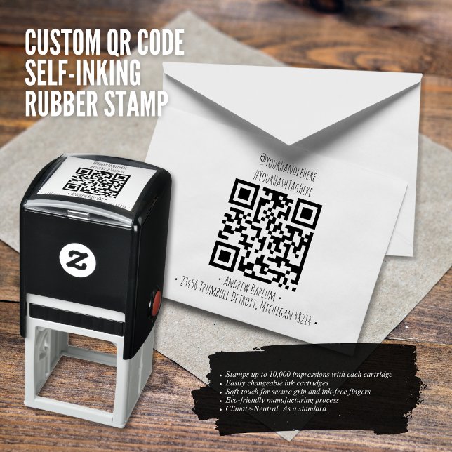 Tampon Auto-encreur Timbre en caoutchouc de code QR personnalisé (Custom QR Code Rubber Stamp)