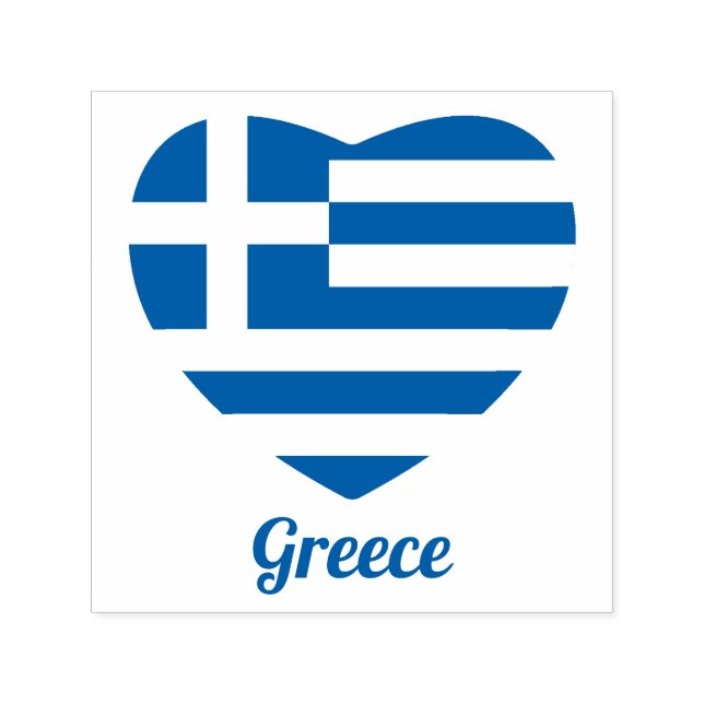 Tampon Auto-encreur Timbre en caoutchouc du coeur du drapeau grec (Design)