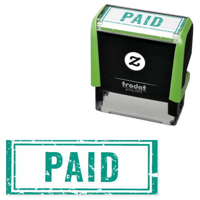 Tampon Auto-encreur Timbre en caoutchouc payé en bleu (En situation)