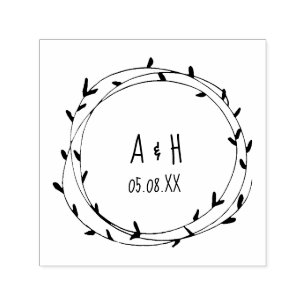 Tampon Auto-encreur Timbre manuscrit mariage Monogramme