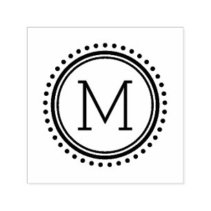 Tampon Auto-encreur Timbre Monogramme de la famille Cercle pointillé