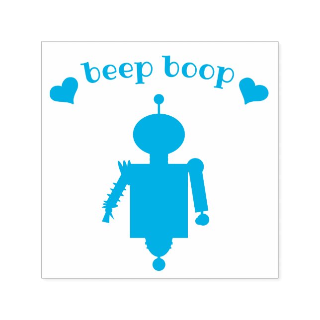 Tampon Auto-encreur Timbre Robot Bop Boop Cute (Design)