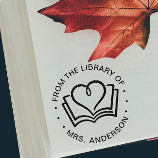 Tampon Auto-encreur Tivre Cœur Amour De La Bibliothèque De Nom
