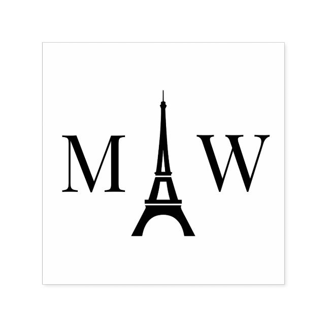 Tampon Auto-encreur Tour Eiffel 2 Monogramme Mariage initial (Design)