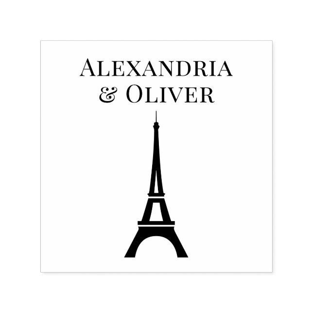 Tampon Auto-encreur Tour Eiffel Silhouette Prénom ou couple (Design)