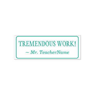 Tampon Auto-encreur "TRAVAIL EXCEPTIONNEL !" + Nom de l'éducateur Timb