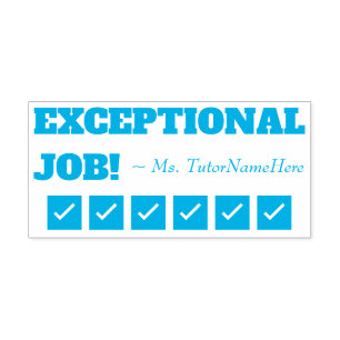 Tampon Auto-encreur "TRAVAIL EXCEPTIONNEL !" + Nom de l'enseignant tam