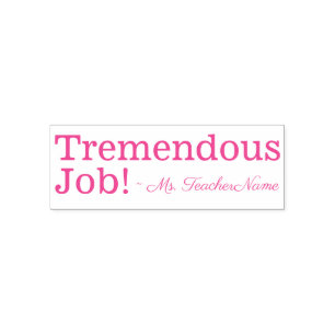 Tampon Auto-encreur "Travail formidable !" + Nom de l'éducateur person