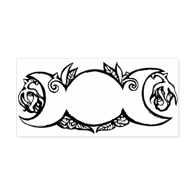 Tampon Auto-encreur Triple Moon Bloom – Botanical Wiccan Symbol   (Design)