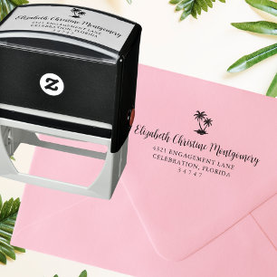 Tampon Auto-encreur Tropical Palm Tree Home Adresse