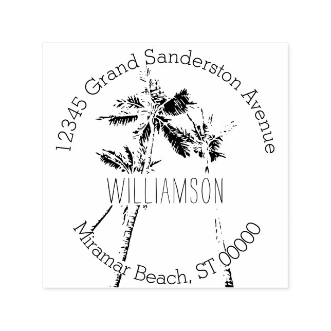 Tampon Auto-encreur Tropical Palm Trees Adresse de retour (Design)