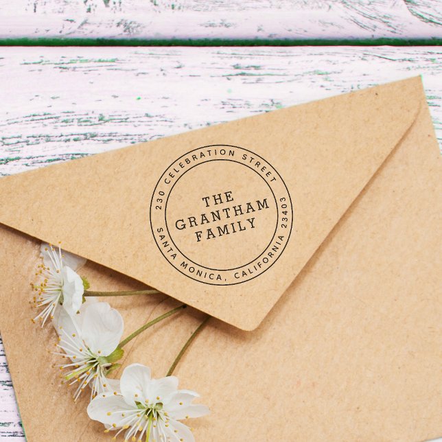 Tampon Auto-encreur Typographie moderne Nom personnalisé Arrondi Adres (Stamp Mock-up)