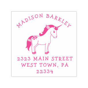 Tampon Auto-encreur Unicorn Cute Kids Pastel Return Adresse Stamp