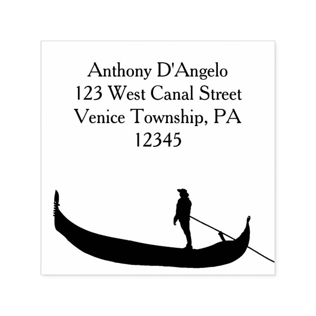Tampon Auto-encreur Venice Gondola Silhouette Adresse de retour (Design)