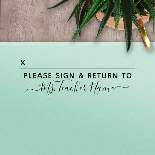 Tampon Auto-encreur Veuillez signer et retourner - Script Nom de l'ens