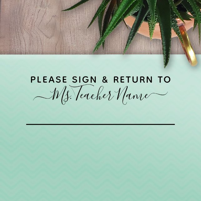 Tampon Auto-encreur Veuillez signer et retourner - Script Nom de l'ens (Créateur téléchargé)