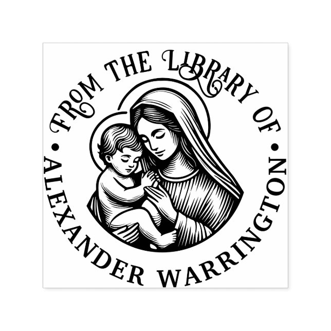 Tampon Auto-encreur Vierge Marie Bébé Jésus #3 Bibliothèque Nom du liv (Design)
