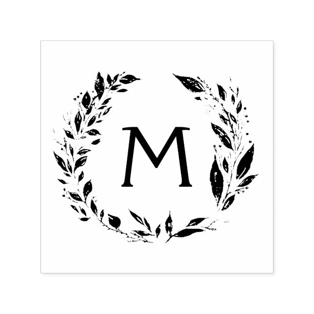 Tampon Auto-encreur Vignes de couronne rustique Monogramme Timbre main (Design)