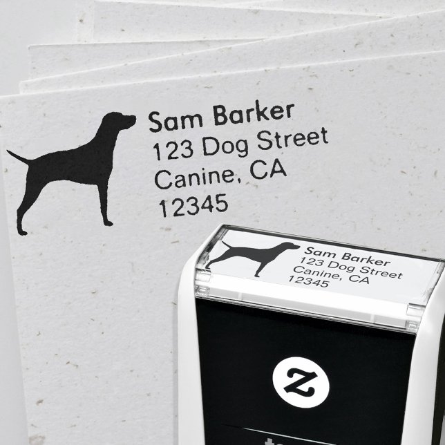 Tampon Auto-encreur Vizsla Chien race Silhouette Adresse de retour (Créateur téléchargé)