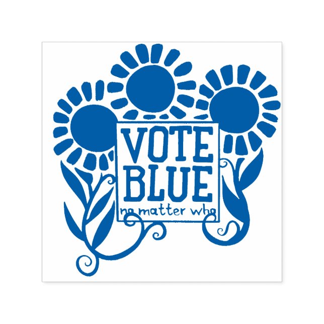 Tampon Auto-encreur Votez bleu, peu importe qui (Design)