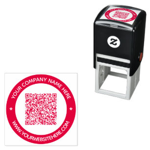 Tampon Auto-encreur Votre code QR et votre timbre couleur ronde de tex