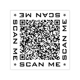 Tampon Auto-encreur Votre code QR Info Scan Me Texte Timbre promotionn