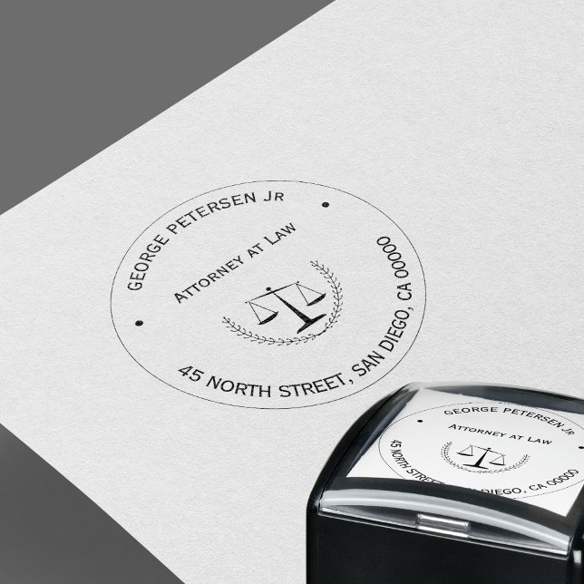 Tampon Auto-encreur Votre logo bureau | Échelle de justice des avocats (Créateur téléchargé)