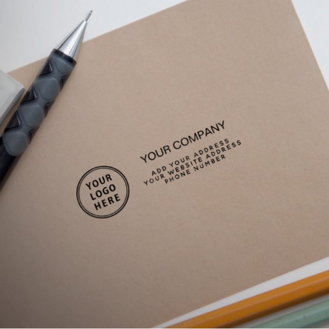 Tampon Auto-encreur Votre logo Nom de la société Adresse de retour (Créateur téléchargé)