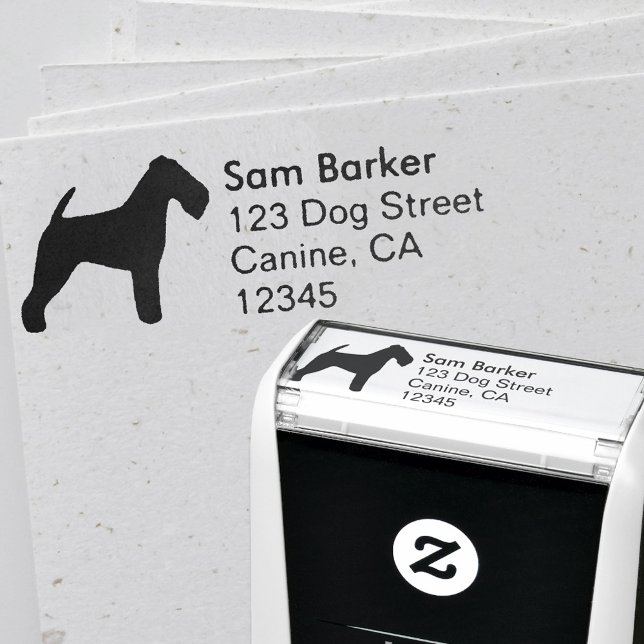 Tampon Auto-encreur Welsh Terrier Chien race Silhouette Adresse de ret (Créateur téléchargé)