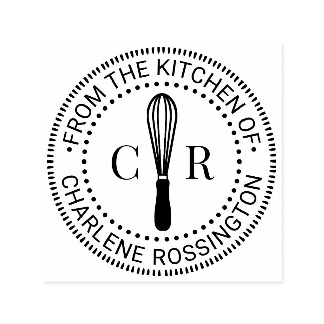Tampon Auto-encreur Whisk Ustensile de cuisine 2 Monogramme initial No (Design)