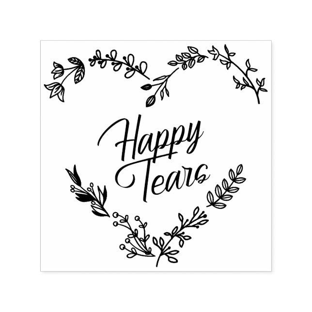 Tampon Auto-encreur Wildflowers Heart Happy Tears Wedding Quote (Design)