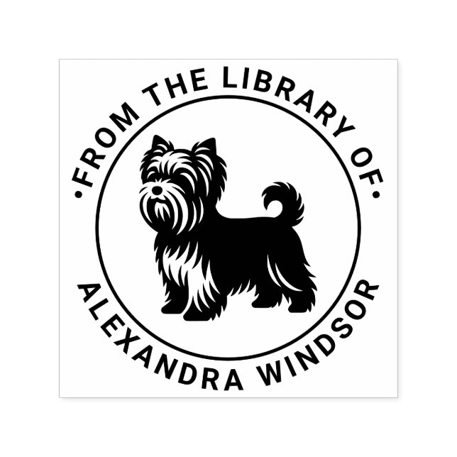 Tampon Auto-encreur Yorkie Terrier Dog Standing Sil Bibliothèque Nom d (Design)